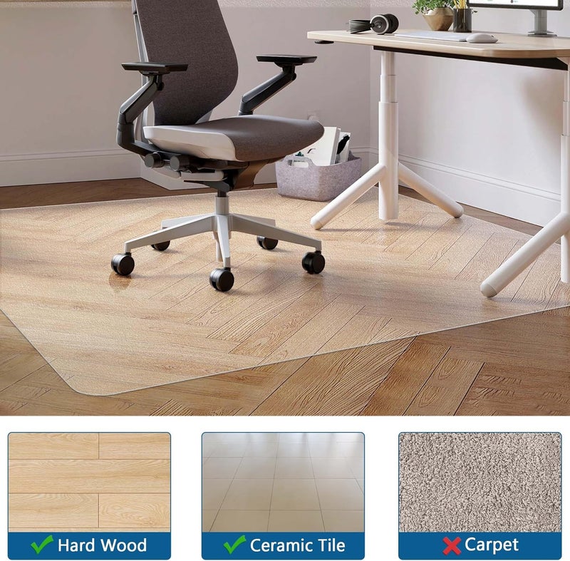 Futurwit Desk Chair Mat for Hard Floors, 55" x 35" Office Clear Protector Mat for Hardwood, Easy Glide Plastic Floor Mat for Office Home (Rectangle) - Image 3